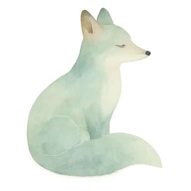 green fox, watercolor, soft color transitions sticker