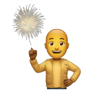 happy man with fireworks sticker