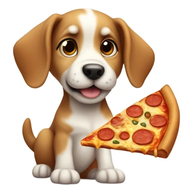 Puppy with pizza  sticker