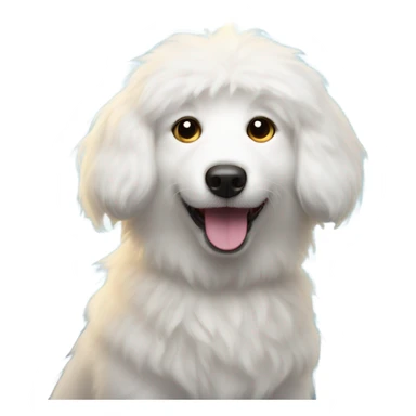 white fluffy dog with halo sticker