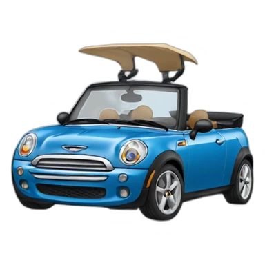 blue convertible mini cooper sticker