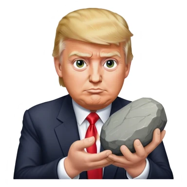 Trump holding a stone in his hands sticker