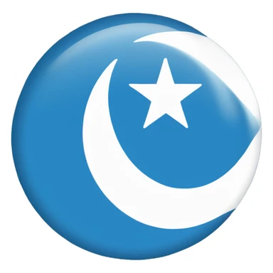 Uyghur flag, blu background, white star and wite crescent sticker