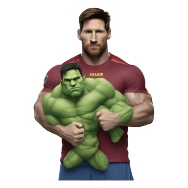 Messi holding fat hulk sticker