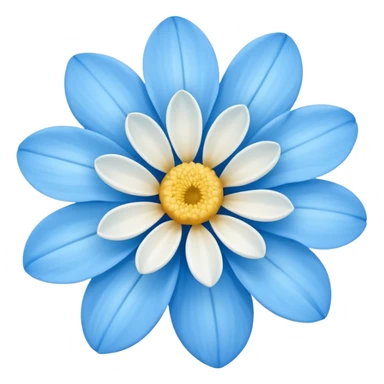 white blue  flower without yellow sticker