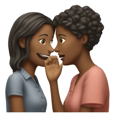 One woman whispers into the ear of another woman closing by hand sticker