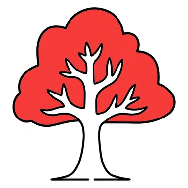 white tree with red foliage sticker