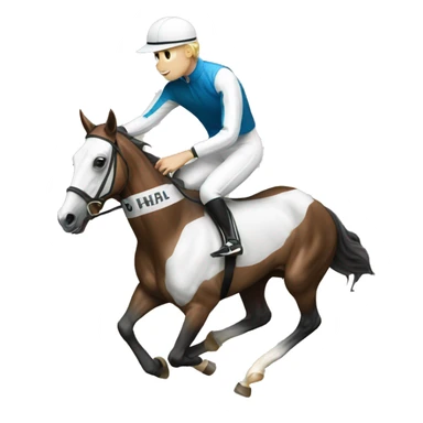 HORSE RACING - person and whie horse sticker