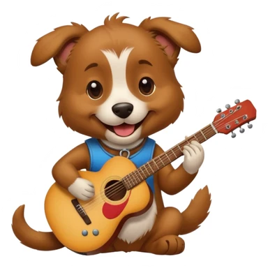 happy dog playing guitar sticker