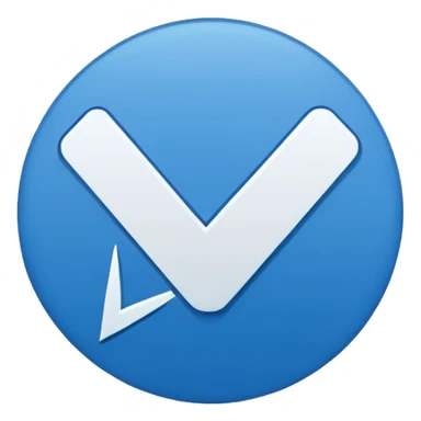 A check mark in a blue circle sticker