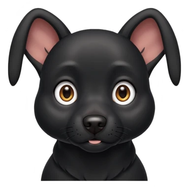 Shadow is a black dog with big upright ears and bright, expressive eyes. He has a sleek, dark coat and a calm but alert look. His face is gentle and intelligent, with a slightly curious expression. Shadow looks loyal, attentive, and a little playful, giving off both a protective and affectionate  sticker