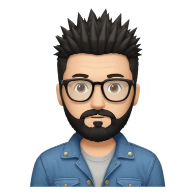 یه پسر سفید پوست با ریش مشکی و مدل موی جذاب که موهاش رو به بالاهست و عینک زده مدل موهاش اسپایکی باشه و لباسش هم رسمی نباشه sticker