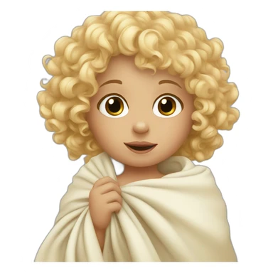 Curly haired blonde toddler holding blanket and sucking her thumb sticker