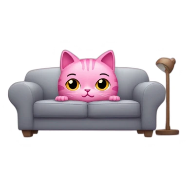 pink cat sits and watches TV sticker