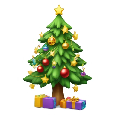 chrismas tree with new year toys sticker