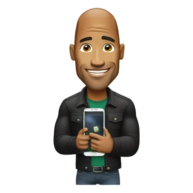 the rock holding a mobile phone sticker