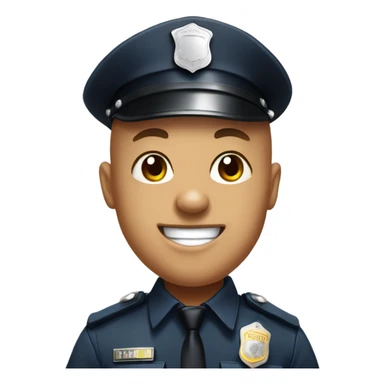 bald police officer tongue out portrait sticker