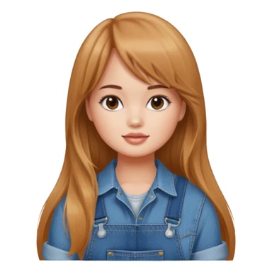 Debby Ryan (long hair with straight (not curtain) bangs) wearing overalls sticker