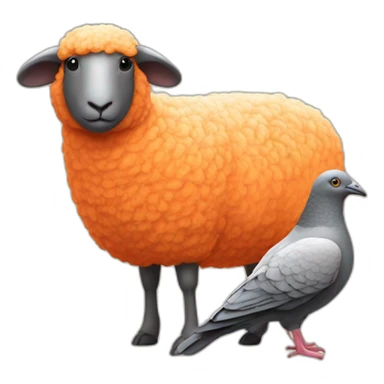 An orange sheep and a pigeon sticker