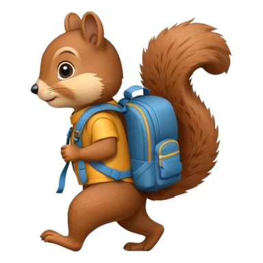 a squirrel walking with a backpack
 sticker