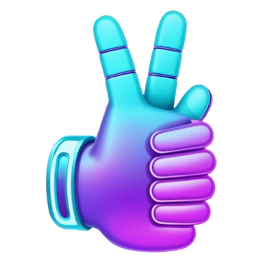 futuristic glowing thumbs up, neon purple and cyan light, dark background, digital tech style sticker