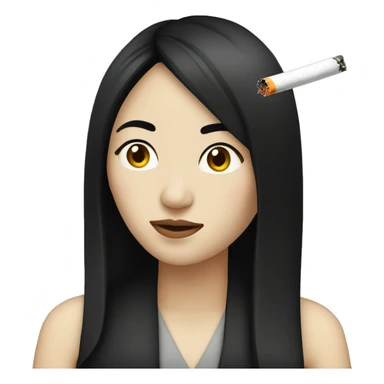 A long black haired chinese woman smoking a cigarette  sticker