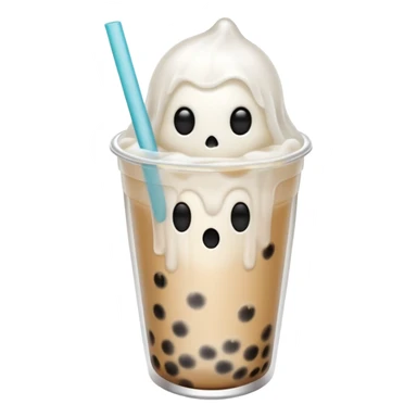 floating ghost holding boba tea  sticker