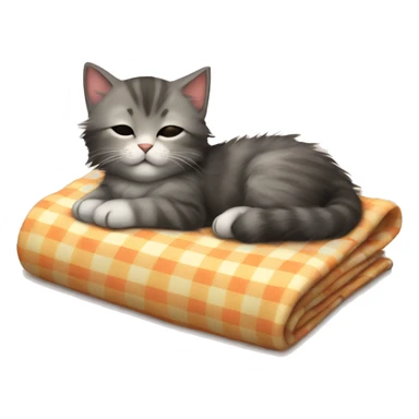 Fluffy kitten sleeping on a blanket sticker