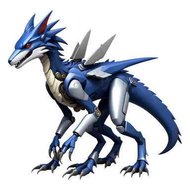 Edgy Futuristic Mechanical Sergal-raptor-nargacuga-vernid, full body sticker