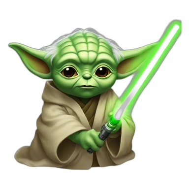 yoda with laser saber sticker