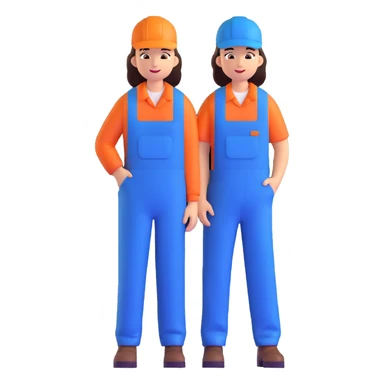 factory worker in blue overalls sticker