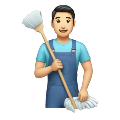 asian man who loves housework sticker