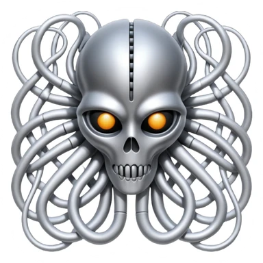 organic wires merging, Giger style, surreal and metallic sticker