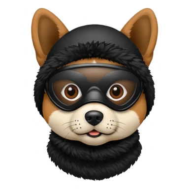 dog with black ski mask sticker