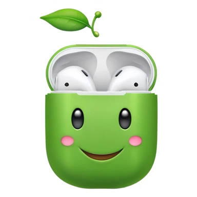 happy green pea wearing airpods sticker