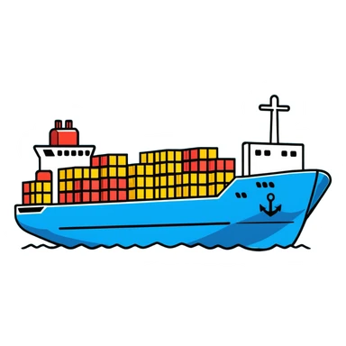 Cargo container ship in ocean sticker