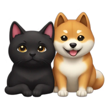 shibainu and black cat being-in-love sticker