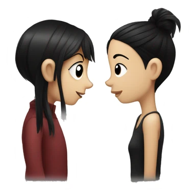 dog and a dark-haired girl looking at each other in style of ((sarah andersen)) sticker