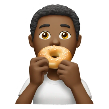 Man eating a bagel with cream cheese  sticker