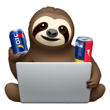sloth with RedBull can and laptop sticker