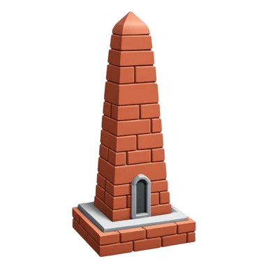 Penis shaped obelisk made of layered bricks, with dome shaped top sticker