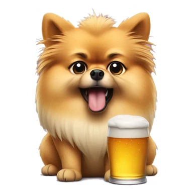 angry pomeranian with beer in paw sticker