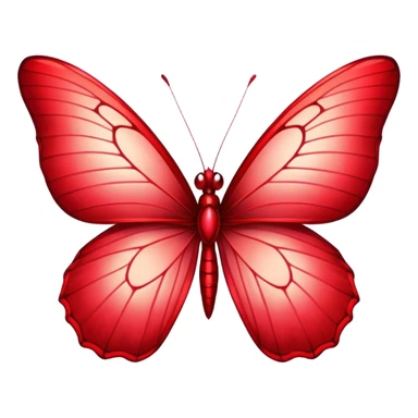 Cinematic Realistic Noble Red Butterfly Portrait Emoji, Poised and elegant, with delicate, translucent wings rendered in rich ruby and scarlet hues, a slender, graceful body with intricately detailed textures, and soft, reflective eyes, illuminated by natural light, high shine, intelligent and regal, styled with an air of refined natural splendor, focused and attentive, soft glowing outline, capturing the essence of a watchful and confident red butterfly that appears to emerge majestically from the screen! sticker