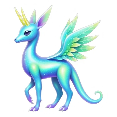 Shiny Exotic Futuristic Tropical Colorful Neon-colored Glittery Ethereal Sparkly Amaura-Aurorus-Fakémon-hybrid-creature (full body)  sticker