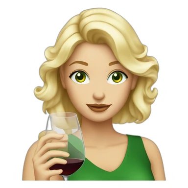Blond beautiful woman green eyes, with a glass of wine sticker