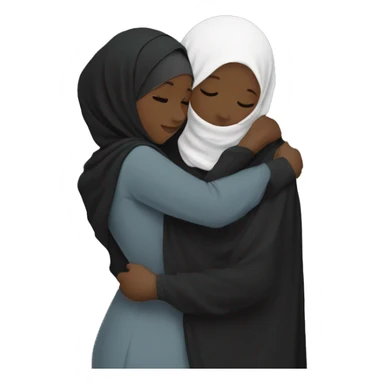 Black Hijabi hugging hijabi no faces sticker