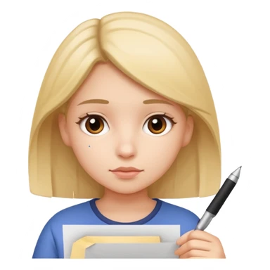 Girl holding a paper with a number sticker