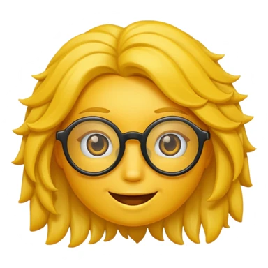 Realiza un emoticon amarillo sonriente, con lentes oscuros y cabello rizado sticker