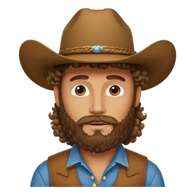 cowboy with beard and curly mullet sticker