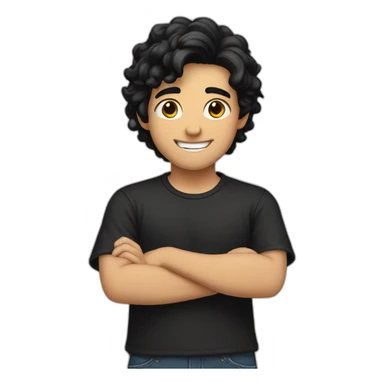 Teenage-black hair-handsome-smile-black shirt sticker